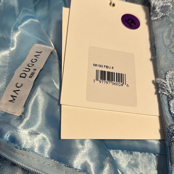 MAC DUGGAL Applique High Neck Puff Sleeve A Line Dress NWT - Picture 11 of 11